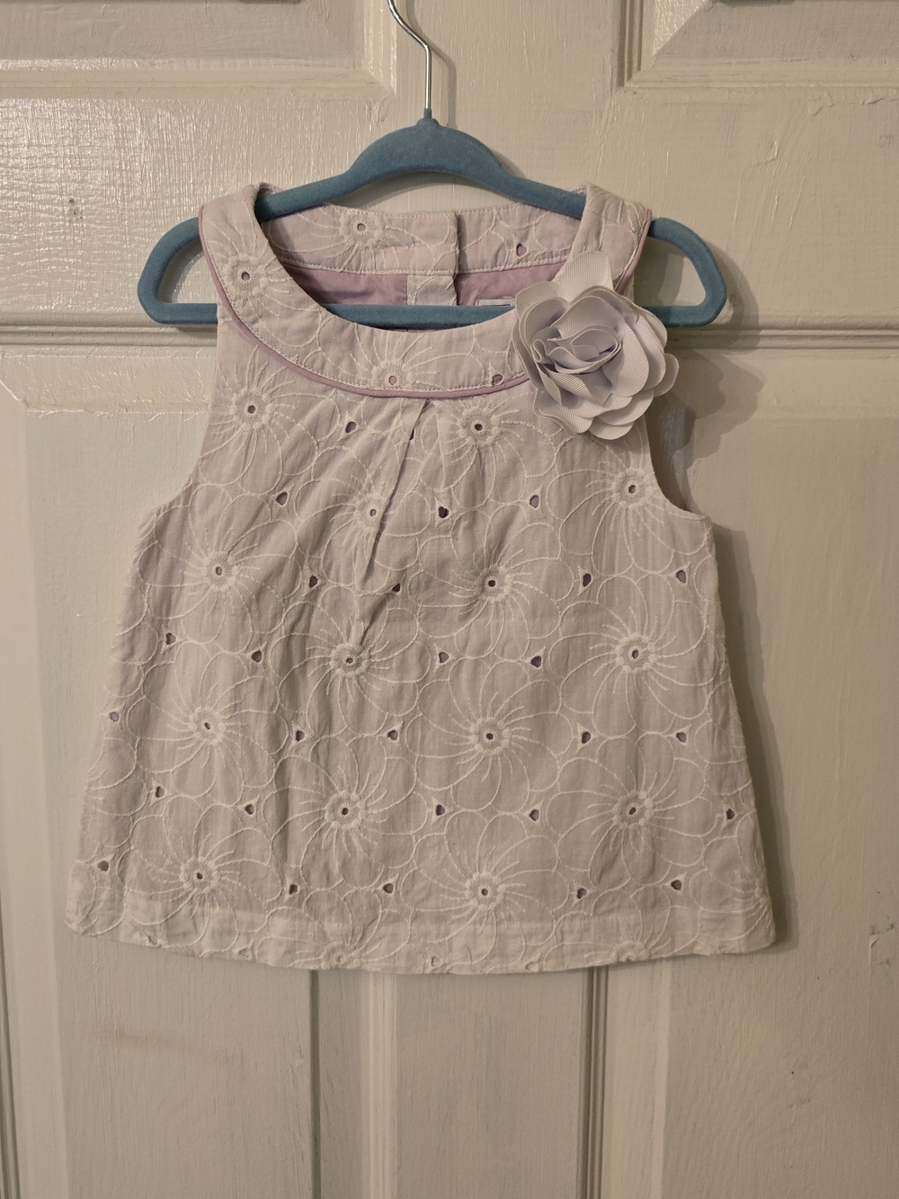 Janie and Jack Light Lavender Eyelet Tank with Flower